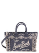 Mc2 Saint Barth Cotton Canvas Tote Bag With Floral Embroidery And Ruffles