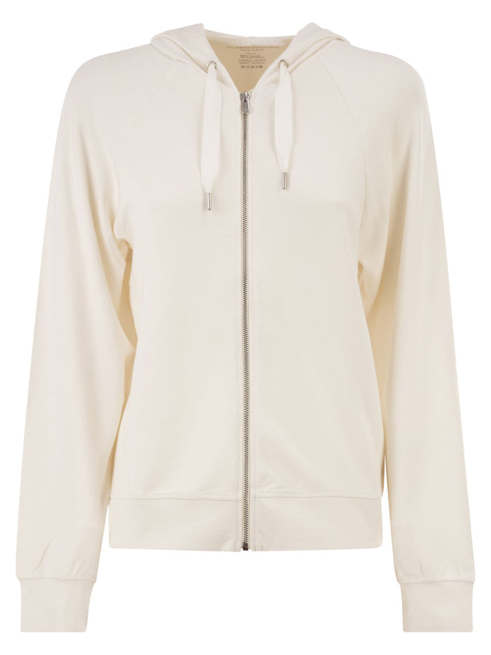 Majestic Hooded Zip-Up Sweatshirt In Stretch Viscose