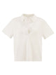 Majestic Cropped Linen Stretch Polo With V-Neck