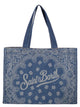 Mc2 Saint Barth Denim Beach Tote Bag With Bandana Print