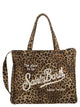 Mc2 Saint Barth Leopard Print Canvas Tote Bag With Logo