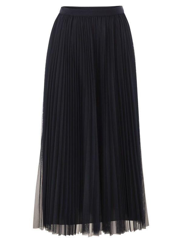 Fabiana Filippi Wide Pleated Tulle Skirt With Knitted Belt