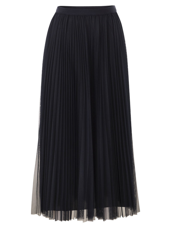 Fabiana Filippi Wide Pleated Tulle Skirt With Knitted Belt