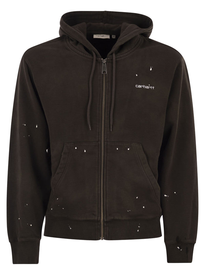 Carhartt Zip-Up Hooded Sweatshirt With Paint Effect Print