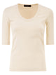 Fabiana Filippi Stretch Cotton Jersey Top With Round Neckline