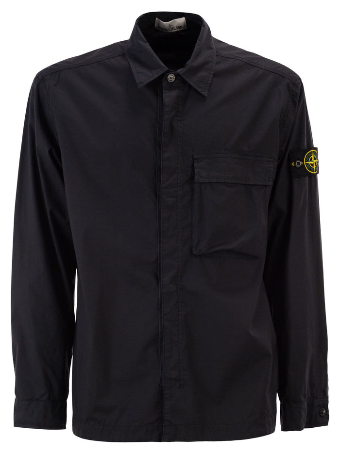 Stone Island Comfort Fit Overshirt With Press Studs