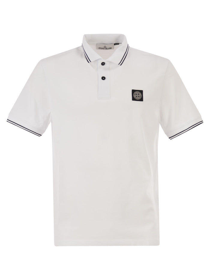 Stone Island Slim Fit Short Sleeve Polo Shirt With Compass Patch