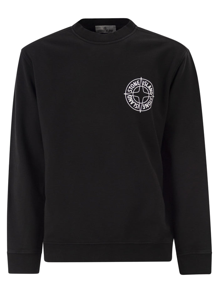 Stone Island Oversized Crew Neck Sweatshirt With “Outline Compass” Print