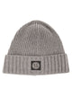 Stone Island Rib-Knit Wool Blend Beanie With Compass Logo