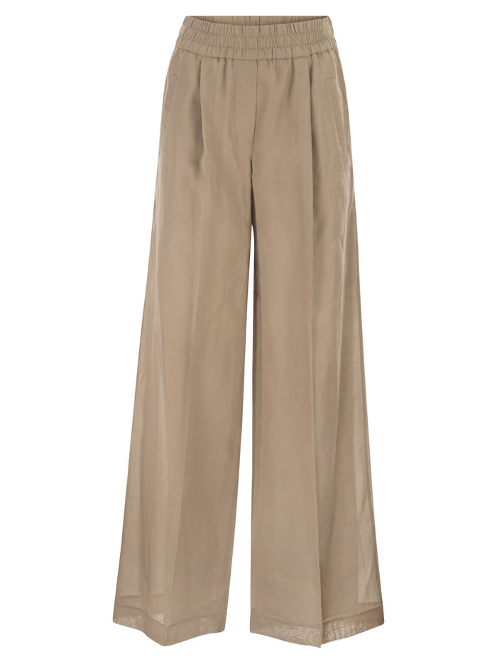Brunello Cucinelli Loose Track Trousers In Cotton Organza