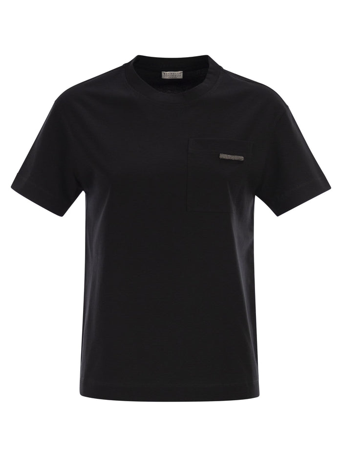 Brunello Cucinelli Cotton Jersey T-Shirt With Shiny Tab