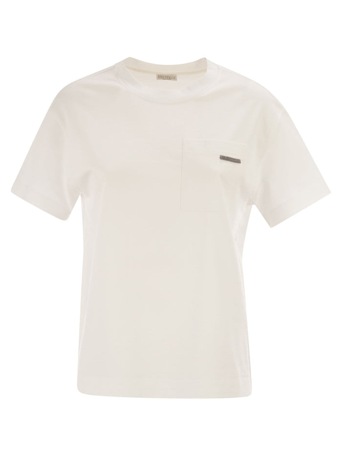 Brunello Cucinelli Cotton Jersey T-Shirt With Shiny Tab