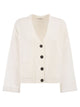 Brunello Cucinelli Ribbed Cardigan With Organza Sleeves