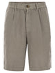 Brunello Cucinelli Bermuda Shorts In Light Délavé Linen Canvas