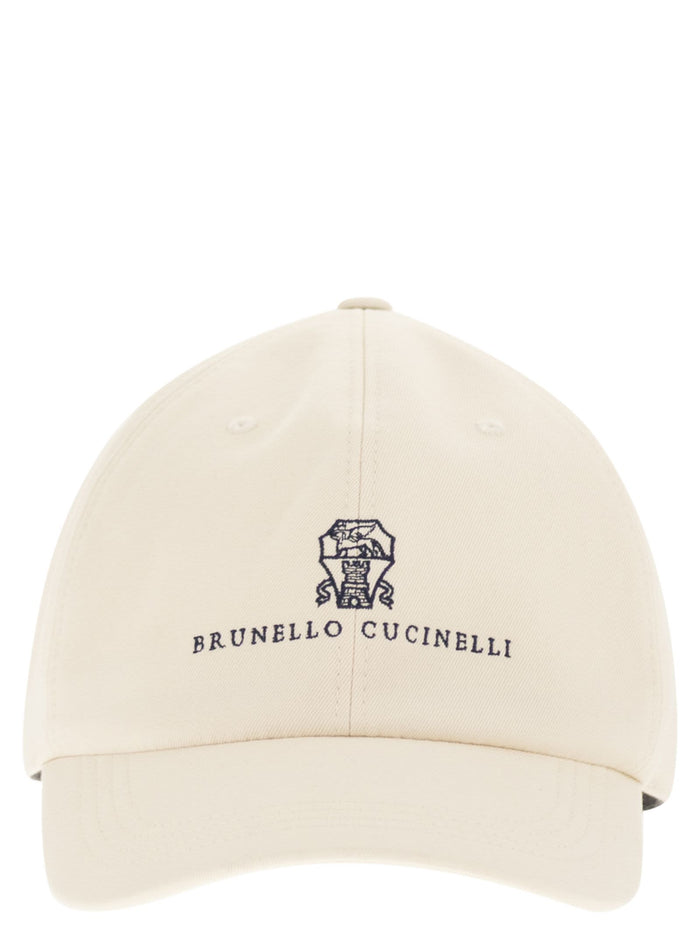 Brunello Cucinelli Baseball Cap In Garment-Dyed Twisted Cotton Gabardine With Embroidered Logo