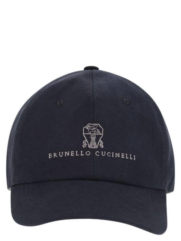 Brunello Cucinelli Baseball Cap In Garment-Dyed Twisted Cotton Gabardine With Embroidered Logo
