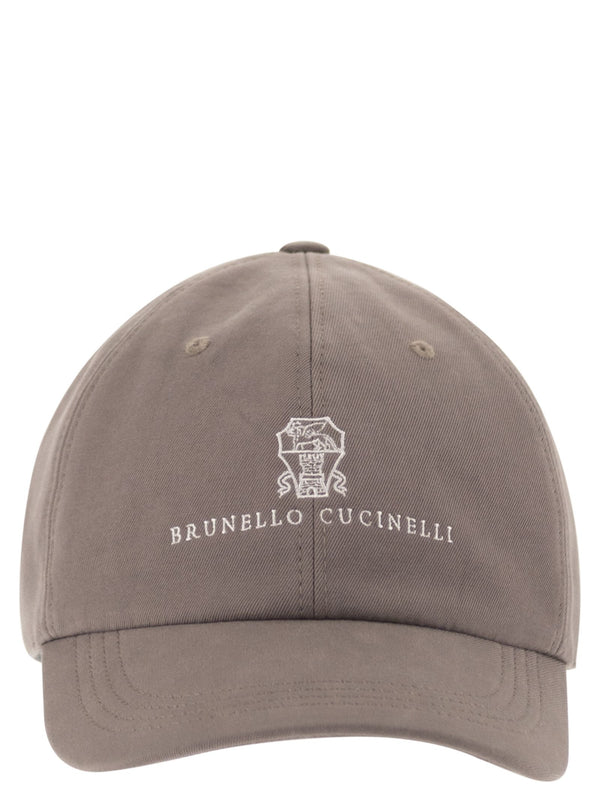 Brunello Cucinelli Baseball Cap In Garment-Dyed Twisted Cotton Gabardine With Embroidered Logo