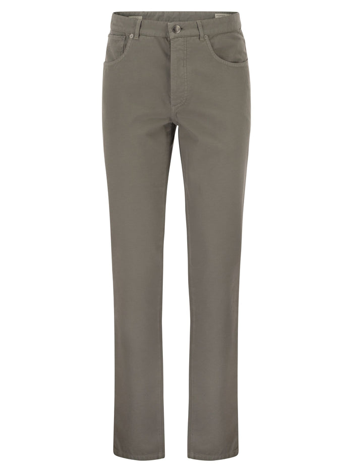 Brunello Cucinelli Garment-Dyed Five-Pocket Cotton Trousers