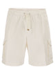 Brunello Cucinelli Bermuda Shorts In Garment-Dyed Cotton Gabardine With Drawstring And Double Darts