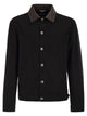 Brunello Cucinelli Lightweight Garment-Dyed Cotton Denim Jacket With Leather Collar