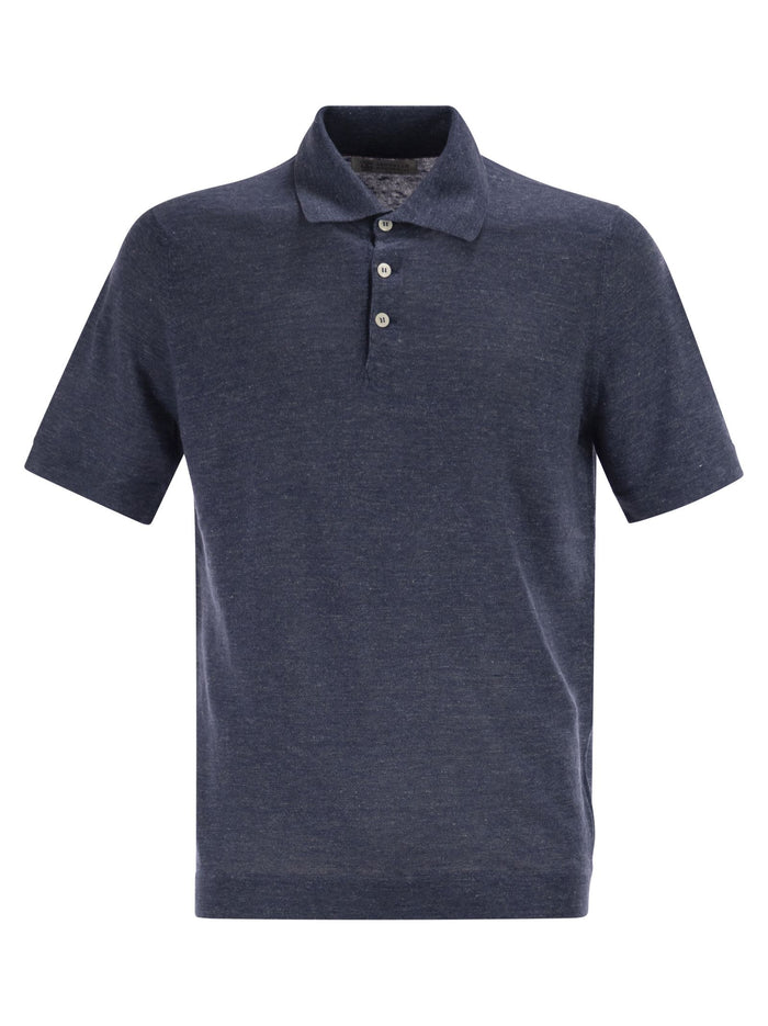 Brunello Cucinelli Linen And Cotton Knit Polo Shirt