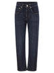 Brunello Cucinelli Straight Trousers In Authentic Denim With Shiny Bartack