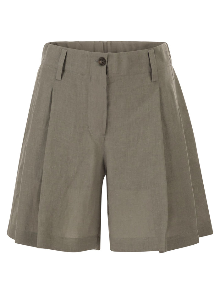 Brunello Cucinelli Tailored Linen Bermuda Shorts With Double Pleats
