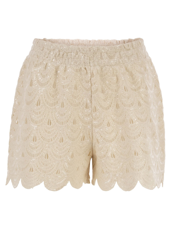 Mc2 Saint Barth Lace Shorts With Sequins