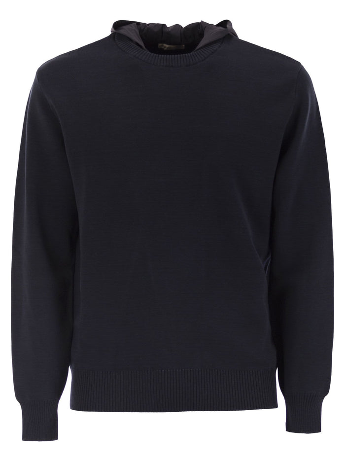 Herno Resort Double Cotton Knit And Nylon Hoodie
