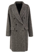 Brunello Cucinelli Double-Breasted Herringbone Wool Coat With Sequins