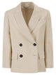 Brunello Cucinelli Fluid Viscose And Linen Twill Blazer With Jewellery