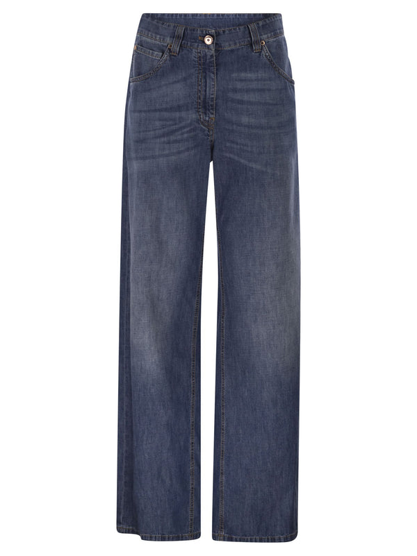 Brunello Cucinelli Wide-Leg Cotton Jeans