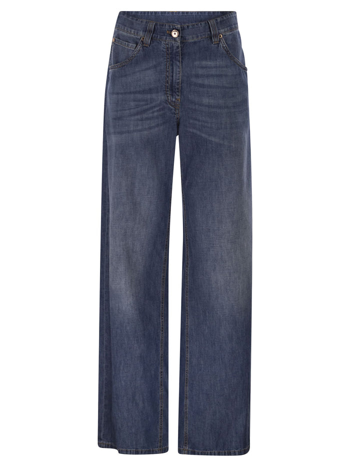 Brunello Cucinelli Wide-Leg Cotton Jeans