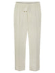 Brunello Cucinelli Leisure Fit Trousers In Linen And Cotton Gabardine With Drawstring And Double Darts