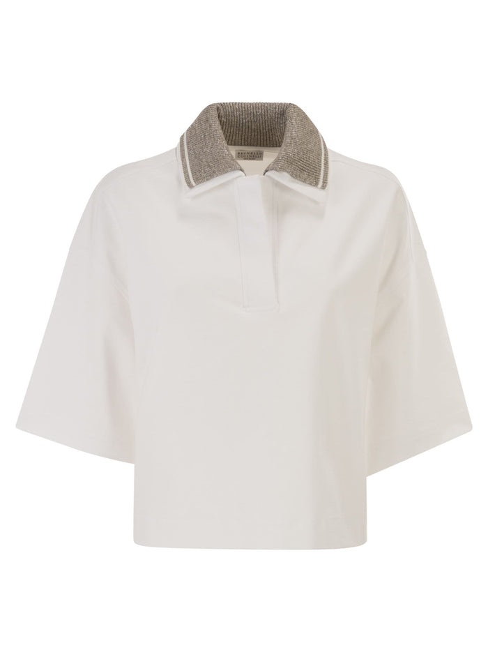 Brunello Cucinelli Interlock Couture Polo Shirt With Sparkling Knitted Collar