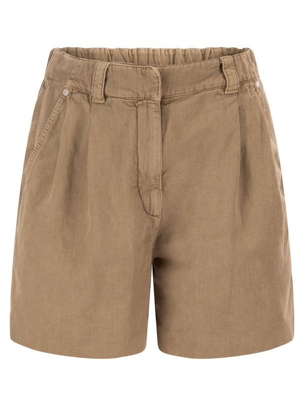 Brunello Cucinelli Cotton And Linen Shorts With Jewellery