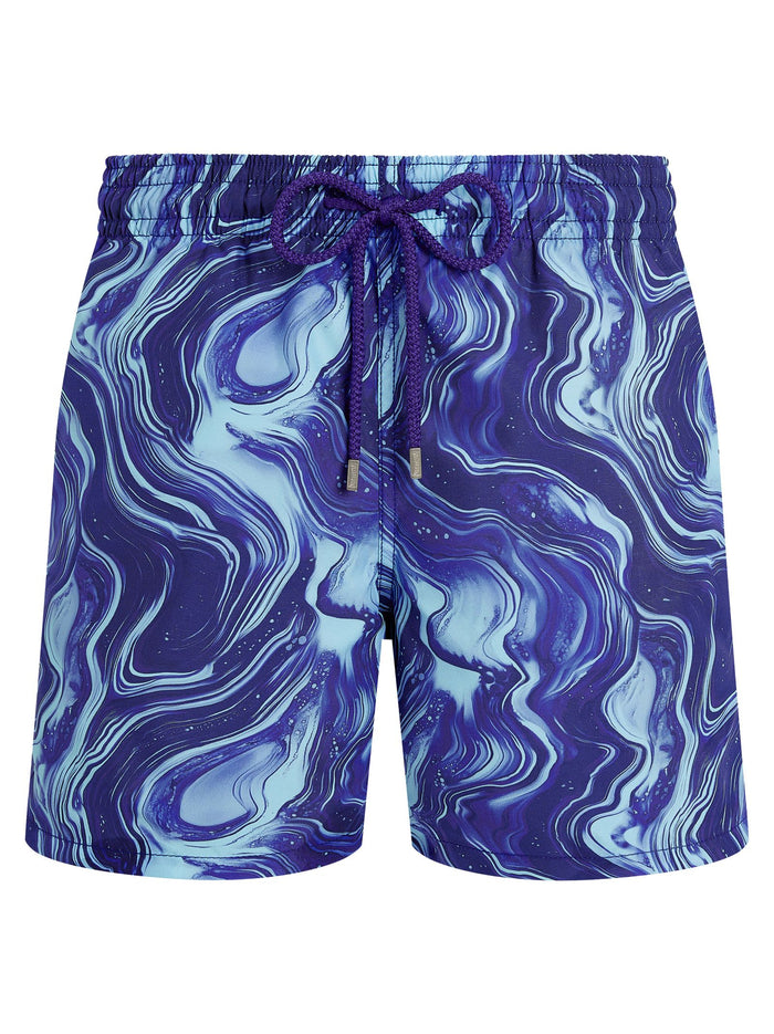 Vilebrequin Men’s Recycled Polyamide Swim Shorts With Marbled Print