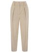 Brunello Cucinelli Striped Canvas Trousers In Viscose And Comfort Cotton With Necklace