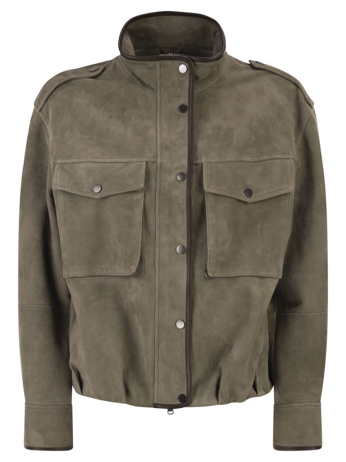 Brunello Cucinelli Suede Utility Jacket With Patch Pockets