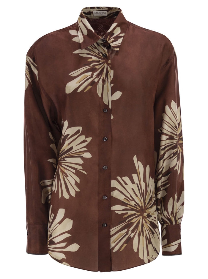 Brunello Cucinelli Silk Shirt With Floral Print