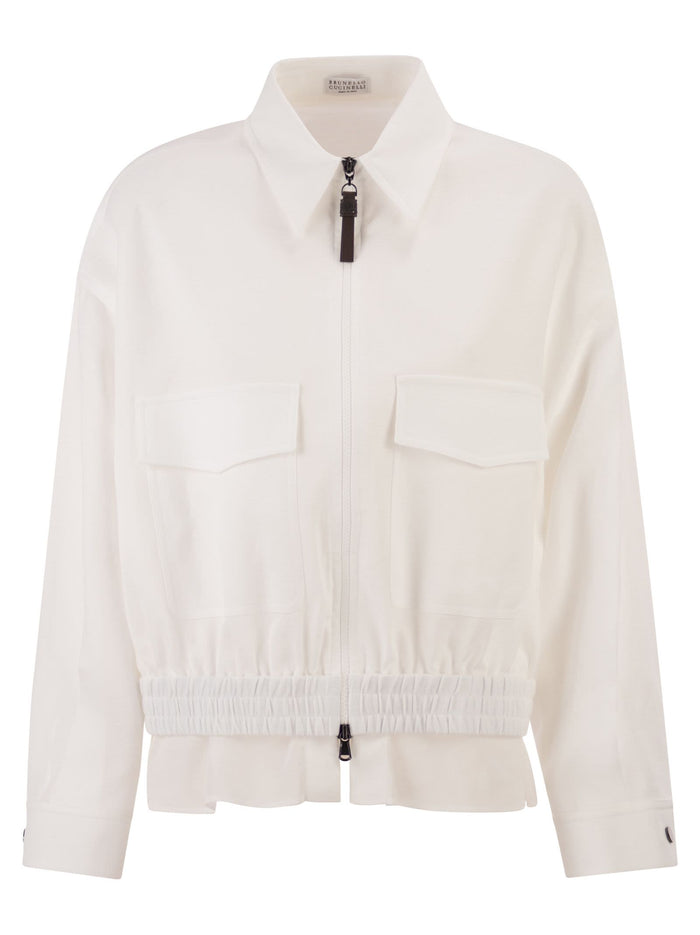 Brunello Cucinelli Cotton Canvas Outerwear With Shiny Zip Pull