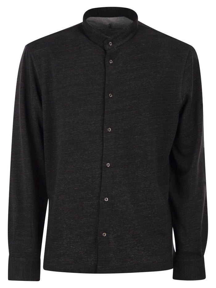 Brunello Cucinelli Linen And Cotton Shirt With Band Collar