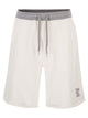Brunello Cucinelli Mélange Cotton And Linen Fleece Bermuda Shorts With Logo