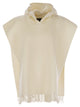 Brunello Cucinelli Double Knit Wool And Cashmere Poncho With Hood And Fringes