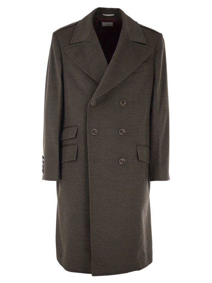 Brunello Cucinelli Double-Breasted Pure Wool Tailored Coat