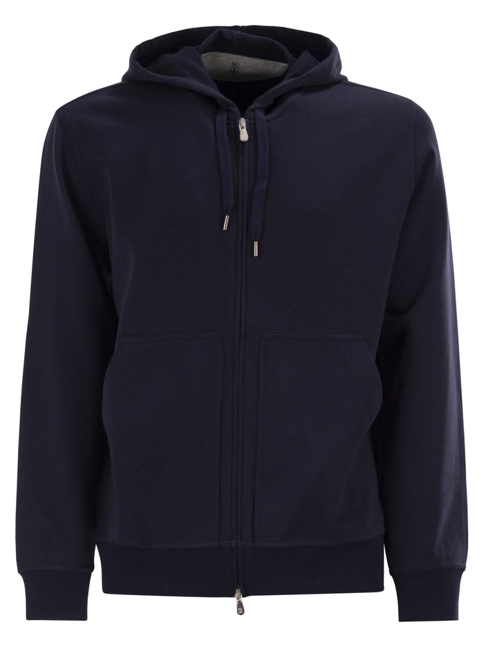 Brunello Cucinelli Cotton Fleece Topwear With Zip And Hood