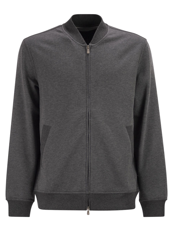 Brunello Cucinelli Techno Cotton Fleece Topwear With Zip