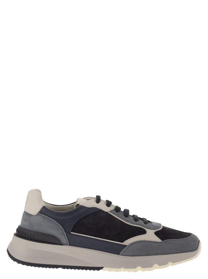Brunello Cucinelli Multicolour Leather And Suede Runner Sneakers