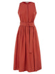 Antonelli Firenze Sleeveless Cotton Stretch Midi Dress With Belt