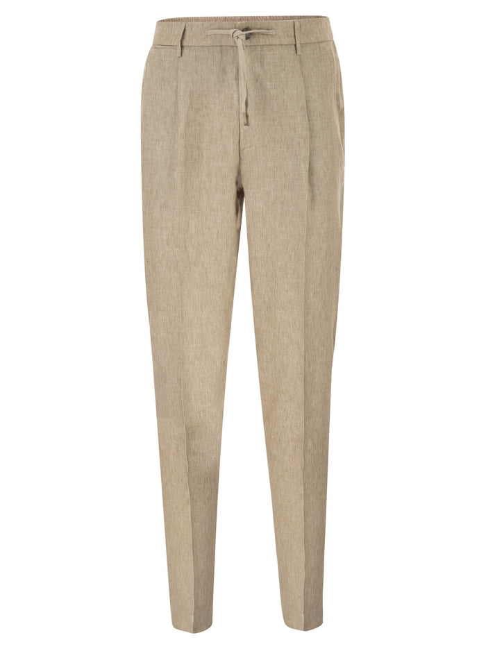 Peserico Linen Trousers With Drawstring Waist And Tailored Silhouette